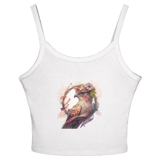 Birds Of Prey Kite Bird Flower Crown Floral Women's Spaghetti Strap Tank Top