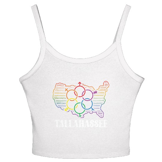 Tallahassee Pride Month Pride Flag LGBT Community Women's Spaghetti Strap Tank Top