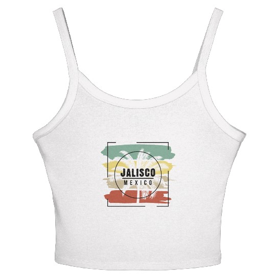 Jalisco Mexico Palm Tree Retro Artistic Women's Spaghetti Strap Tank Top