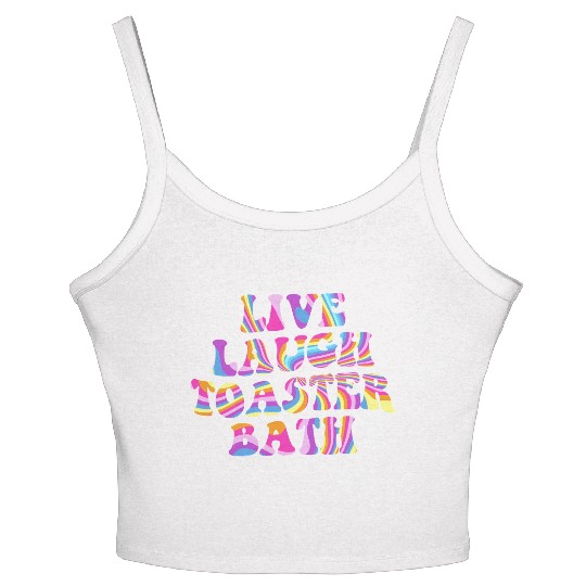 Live Laugh Toaster Bath Playful Groovy Bathroom Women's Spaghetti Strap Tank Top