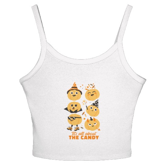 Halloween Pumpkin Cute Kids Candy Women's Spaghetti Strap Tank Top
