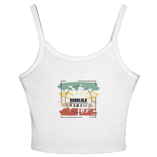 Honolulu Hawaii Palm Tree Retro Artistic Women's Spaghetti Strap Tank Top