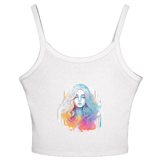 Glimmering Holographic Girl The Future is Now Women's Spaghetti Strap Tank Top
