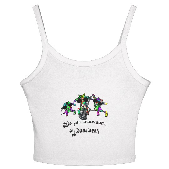 Hippie Goats playing guitar remembering Woodstock Women's Spaghetti Strap Tank Top