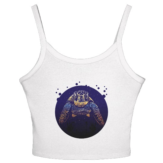 Sea Life - Colorful Sea Turtle Women's Spaghetti Strap Tank Top