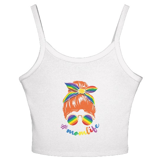 Mama Moms Mommy Gay LGBTQ Rainbow LGBT Pride Month Women's Spaghetti Strap Tank Top