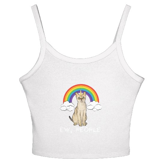 Rainbow Singapura Ew People Unicorn Cat Women's Spaghetti Strap Tank Top