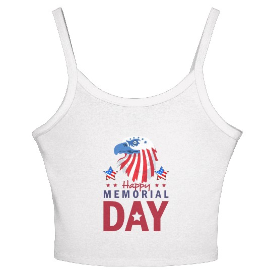 Happy Memorial Day Veterans Brave US Eagle Stars Women's Spaghetti Strap Tank Top