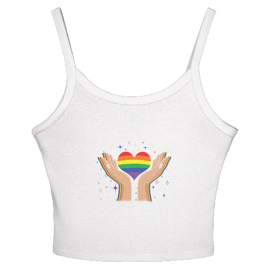 Heart Love Gay LGBTQ Rainbow LGBT Pride Month Women's Spaghetti Strap Tank Top