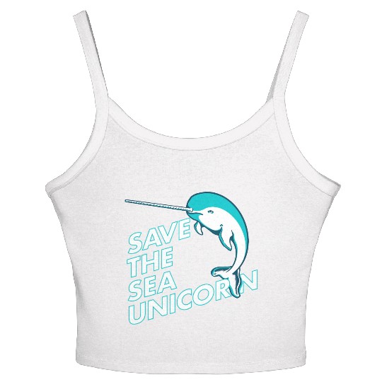 Funny Save the Sea Unicorn Narwhal Women's Spaghetti Strap Tank Top