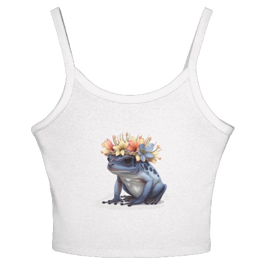 Cute Poison Dart Frog Flower Crown Amphibian Lover Women's Spaghetti Strap Tank Top