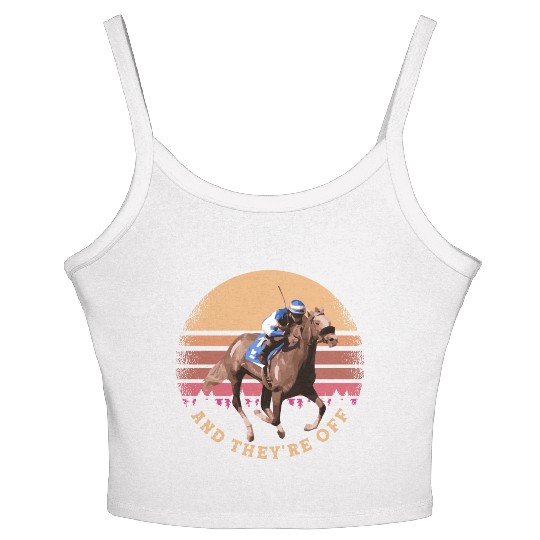 And They're Off - Funny Horse Racing at Vintage Women's Spaghetti Strap Tank Top