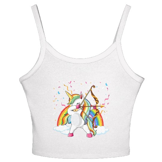 Archery Unicorn Funny Arrow Bow Dabbing Women's Spaghetti Strap Tank Top