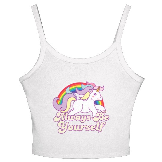 LGBT CSD Be Yourself Gay Lesbian Pride Unicorn Women's Spaghetti Strap Tank Top