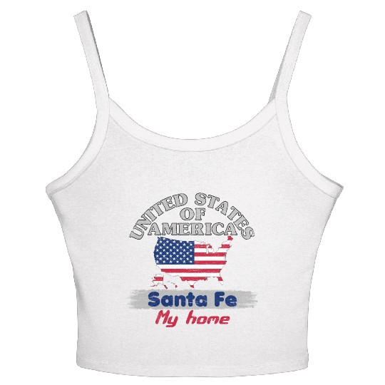 United States of America - Santa Fe my home - USA Women's Spaghetti Strap Tank Top