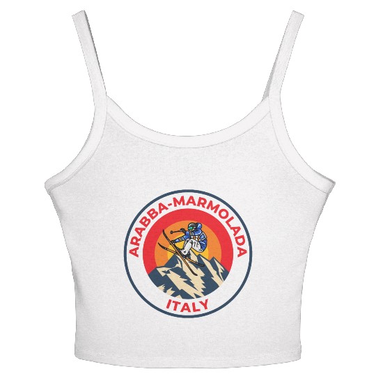 Vintage Skiing in Arabba-Marmolada Italy Sunset Women's Spaghetti Strap Tank Top