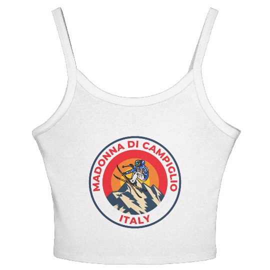 Vintage Skiing Madonna Di Campiglio Italy Sunset Women's Spaghetti Strap Tank Top