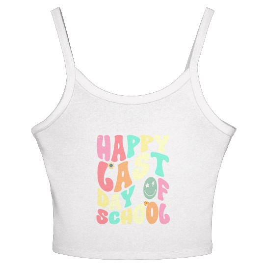 Groovy Happy Last Day of School Teacher Student Women's Spaghetti Strap Tank Top