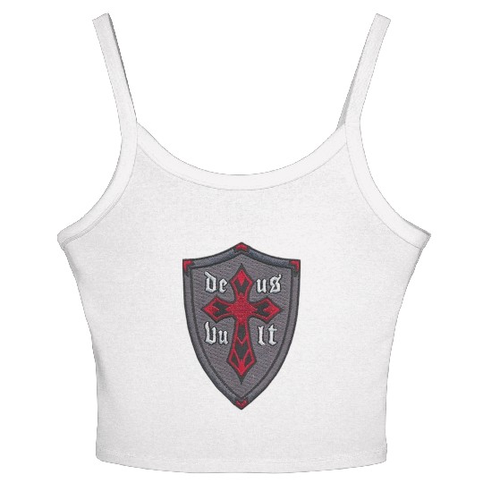 Deus Vult Cross on Shield Women's Spaghetti Strap Tank Top