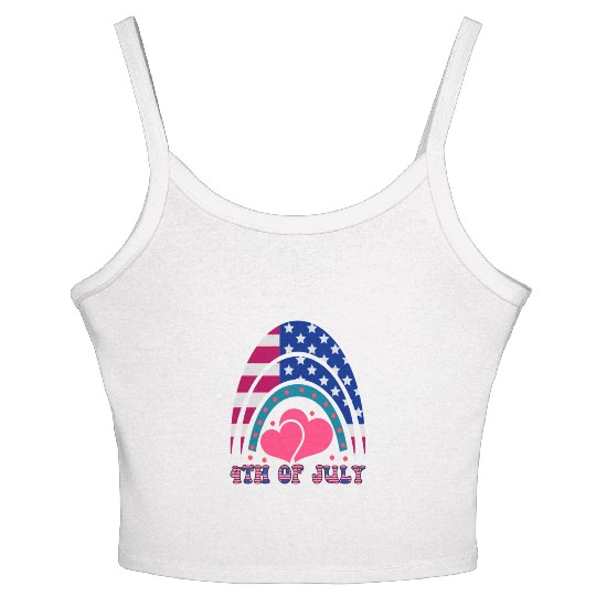 4th of July, Love America Women's Spaghetti Strap Tank Top