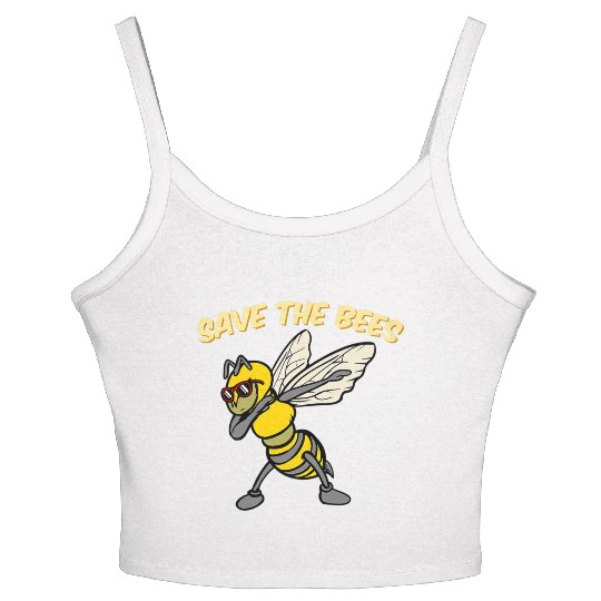 Save The Bees Women's Spaghetti Strap Tank Top Dabbing Bumblebee Bee