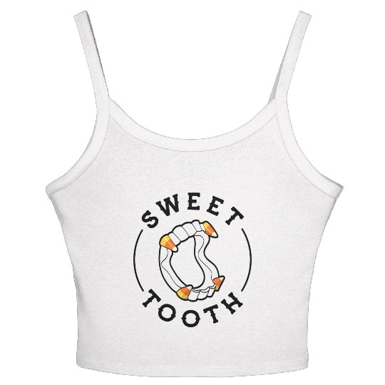Halloween Candy Corn Fangs Sweet Tooth Women's Spaghetti Strap Tank Top