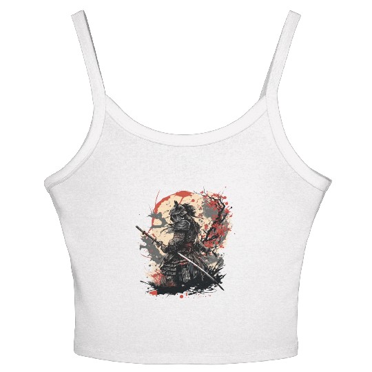 Samurai Warrior with Katana Women's Spaghetti Strap Tank Top
