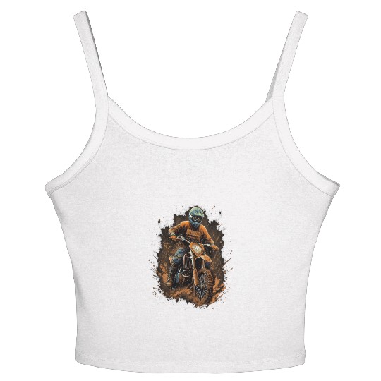 Dirt Bike Biker Motorcycle Mud Offroad Riding Women's Spaghetti Strap Tank Top