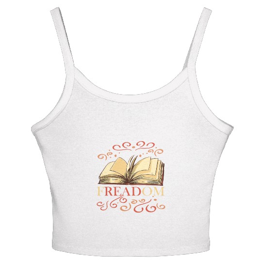 Freadom book lover book worm reading librarian Women's Spaghetti Strap Tank Top