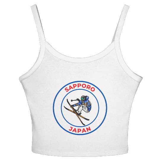 Retro Cool Skiing in Sapporo Japan Women's Spaghetti Strap Tank Top