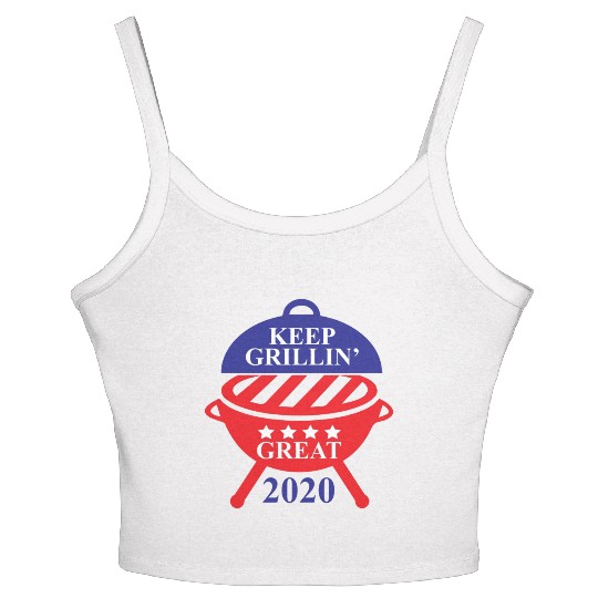 Keep Grillin Great 2020 Guys Republican Funny Gift Women's Spaghetti Strap Tank Top