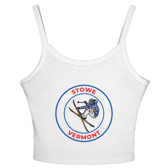 Retro Skiing in Stowe Vermont Holiday Souvenir Women's Spaghetti Strap Tank Top