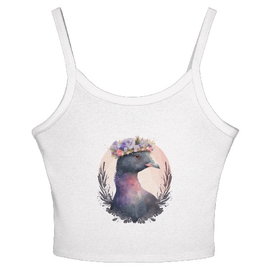 Cute Coot Bird Watching Flower Crown Floral Birdin Women's Spaghetti Strap Tank Top