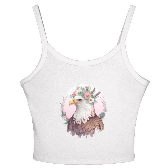 Birds Of Prey Bald Eagle Flower Crown Floral Birdi Women's Spaghetti Strap Tank Top
