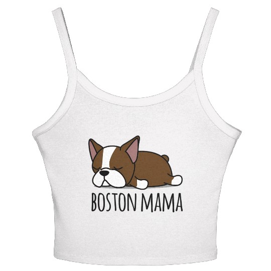 Red Boston Terrier Boston Mama Women's Spaghetti Strap Tank Top