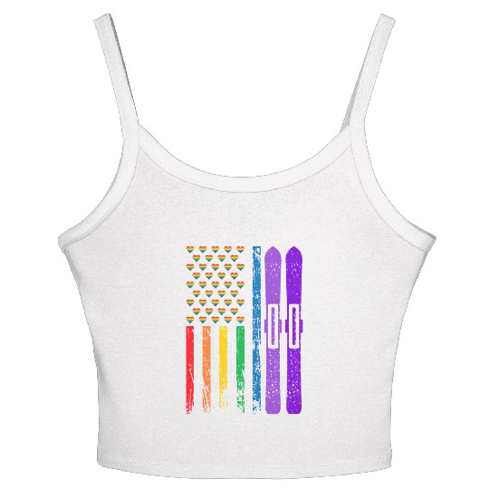 American Sports Rainbow Flag LGBT Pride Month Women's Spaghetti Strap Tank Top