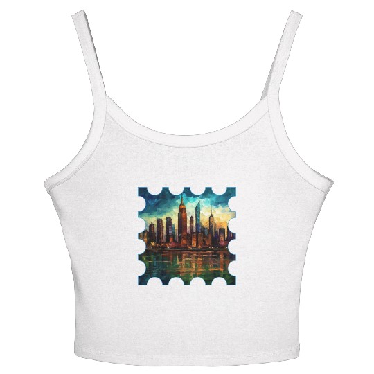 New York skyline Reverie A Symphony of Dreams Women's Spaghetti Strap Tank Top