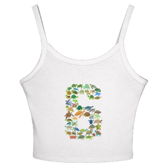 6th Birthday Sea Turtle Tortoise Theme 6 Year Old Women's Spaghetti Strap Tank Top