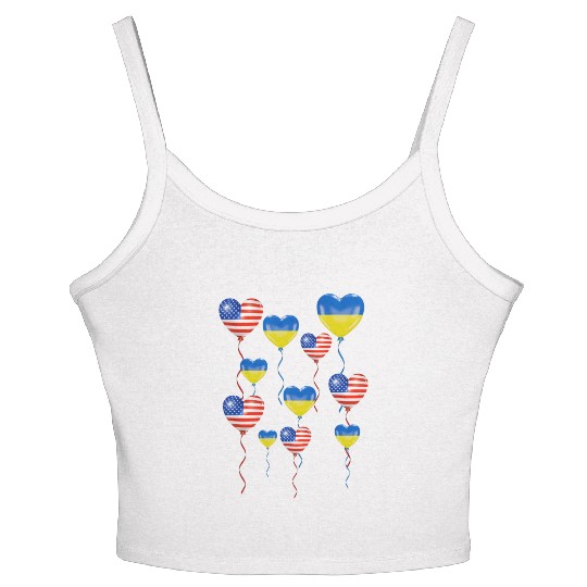 US Solidarity and a heart for Ukraine Women's Spaghetti Strap Tank Top