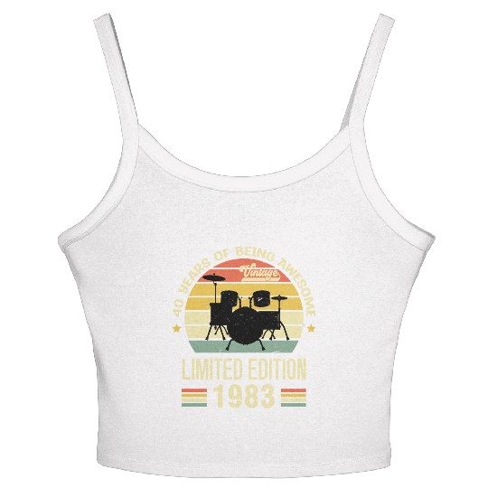 Vintage 1983 Drums 40th Birthday Drummer Women's Spaghetti Strap Tank Top
