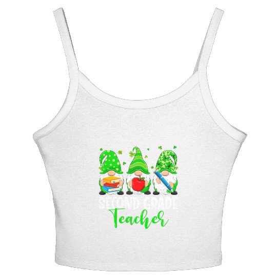 Gnomes 2Nd Grade Teacher Squad St Patricks Day Sch Women's Spaghetti Strap Tank Top