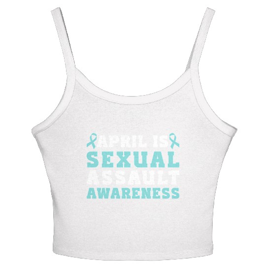 April Is Sexual Assault Awareness Teal Ribbon Women's Spaghetti Strap Tank Top