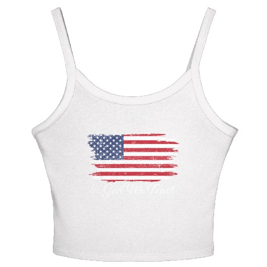 In God We Trust Us Flag Patriotic Women's Spaghetti Strap Tank Top