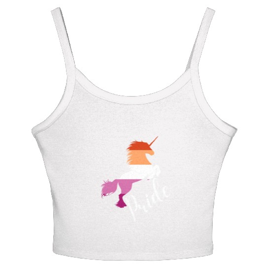 LGBTQ Lesbian Pride: Unicorn in Lesbian Flag Color Women's Spaghetti Strap Tank Top