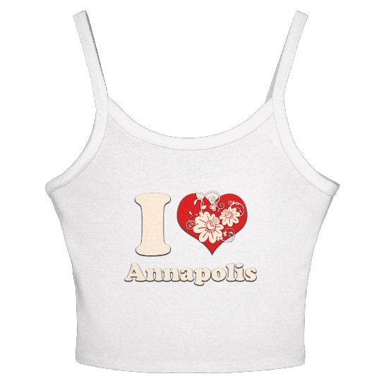I Heart Annapolis Maryland Floral Women's Spaghetti Strap Tank Top