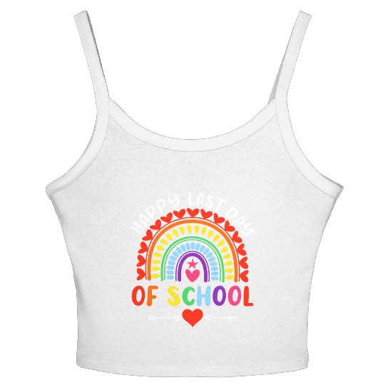 Rainbow Happy Last Day Of School Teacher Boys Women's Spaghetti Strap Tank Top