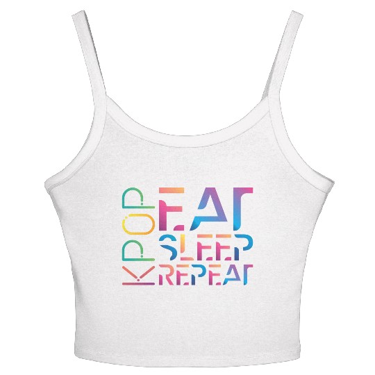 Eat Sleep K Pop Repeat Kpop Korean Hangul Seoul Women's Spaghetti Strap Tank Top
