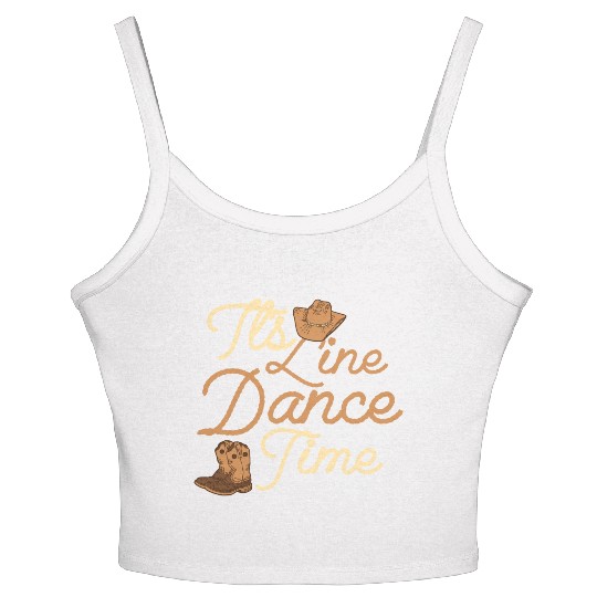 It's Line Dance Time Western Country Music Women's Spaghetti Strap Tank Top