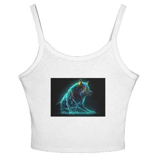 Neon Moon Wolf Women's Spaghetti Strap Tank Top
