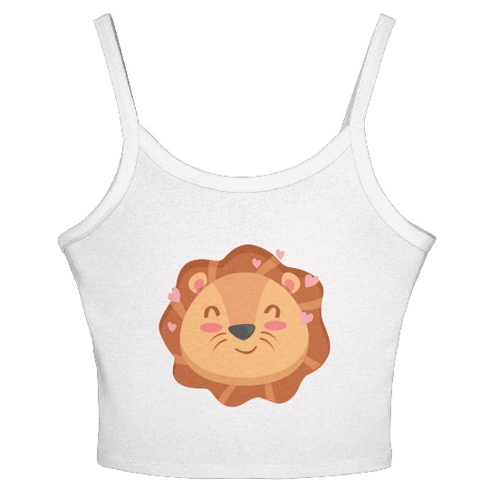 Cute Lion Cartoon Animals Character Design 1 Women's Spaghetti Strap Tank Top